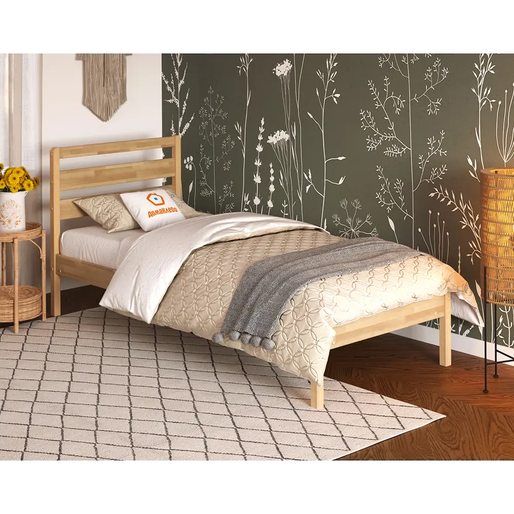 Фото 3 Кровать Домаклево Лето В3 200x80 см цвет натуральное дерево Фото 3 Кровать Домаклево Лето В3 200x80 см цвет натуральное дерево