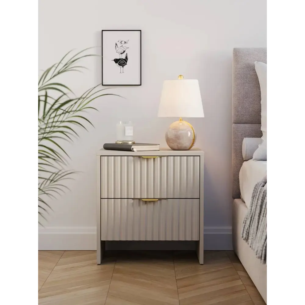 Фото 5 Тумба прикроватная Ridberg Lugano 45x48x37 см 2 ящика ЛДСП цвет кашемир/золото 2 шт. Фото 5 Тумба прикроватная Ridberg Lugano 45x48x37 см 2 ящика ЛДСП цвет кашемир/золото 2 шт.