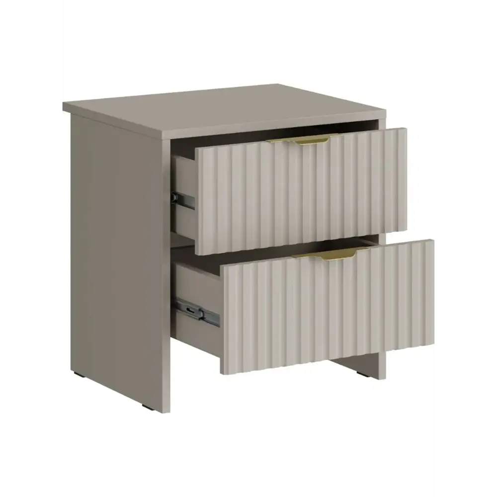 Фото 2 Тумба прикроватная Ridberg Lugano 45x48x37 см 2 ящика ЛДСП цвет кашемир/золото 2 шт. Фото 2 Тумба прикроватная Ridberg Lugano 45x48x37 см 2 ящика ЛДСП цвет кашемир/золото 2 шт.
