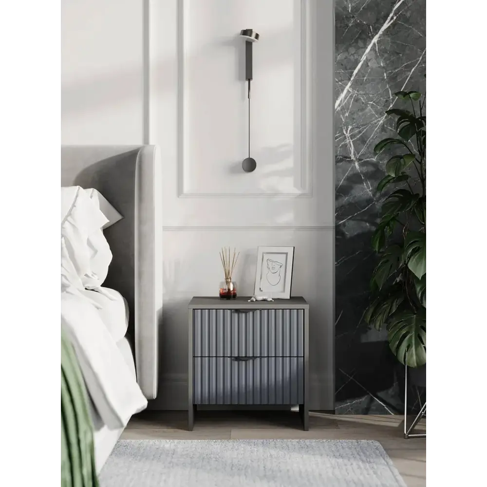 Фото 5 Тумба прикроватная Ridberg Lugano 45x48x37 см 2 ящика ЛДСП цвет серый графит/черный 2 шт. Фото 5 Тумба прикроватная Ridberg Lugano 45x48x37 см 2 ящика ЛДСП цвет серый графит/черный 2 шт.