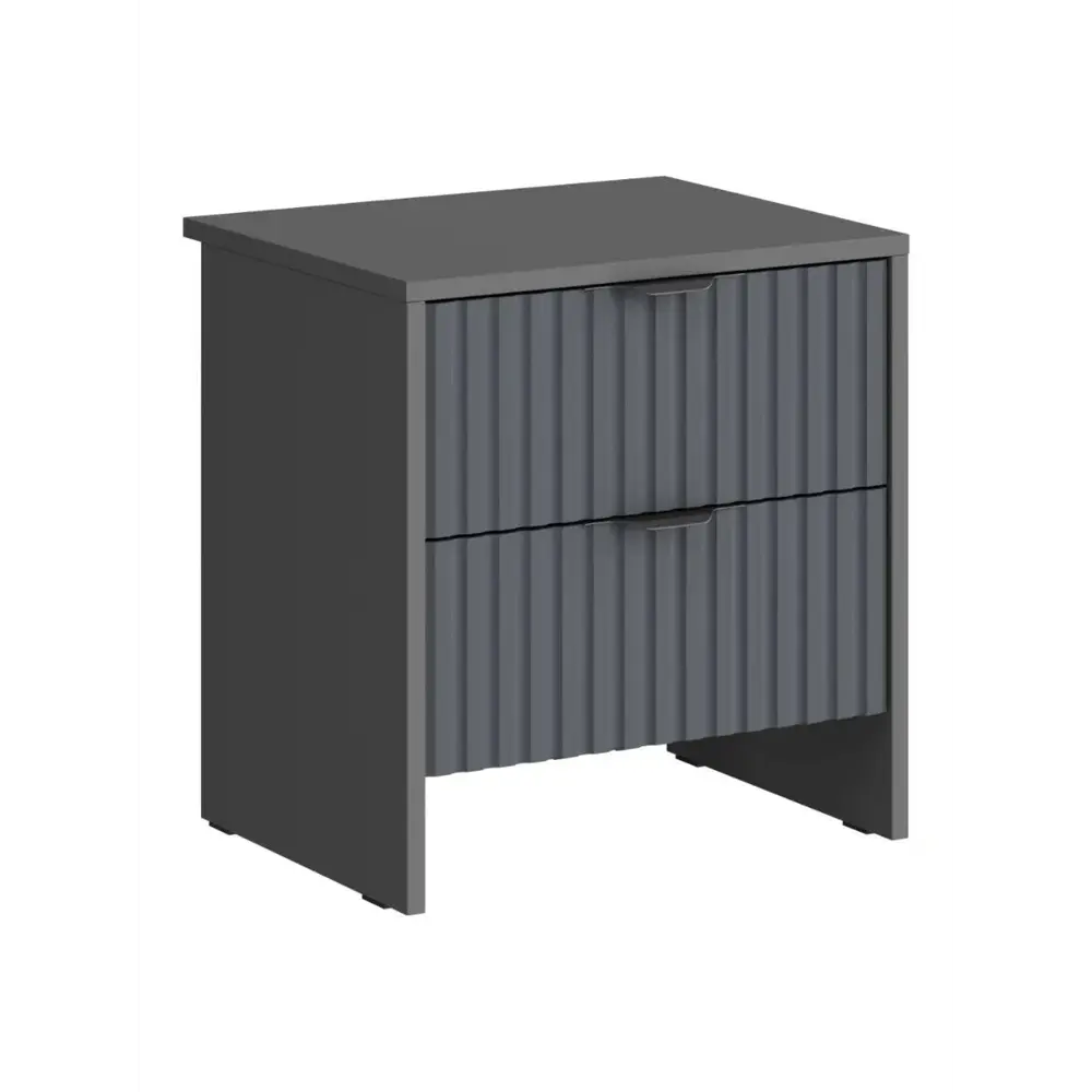 Фото Тумба прикроватная Ridberg Lugano 45x48x37 см 2 ящика ЛДСП цвет серый графит/черный 2 шт. Фото Тумба прикроватная Ridberg Lugano 45x48x37 см 2 ящика ЛДСП цвет серый графит/черный 2 шт.
