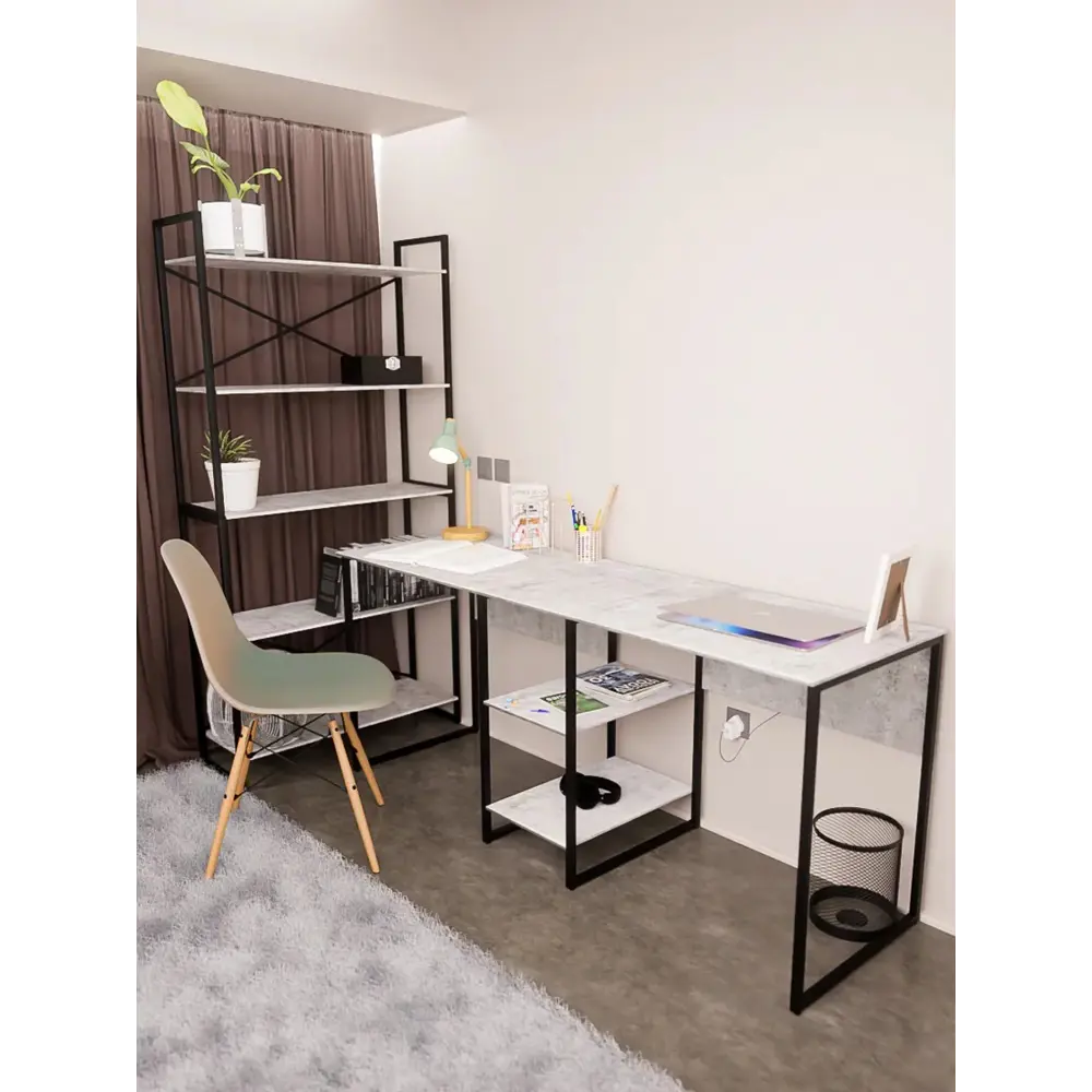 Фото 6 Стол письменный Ridberg Detroit 180x75x54 см ЛДСП цвет бетон Фото 6 Стол письменный Ridberg Detroit 180x75x54 см ЛДСП цвет бетон