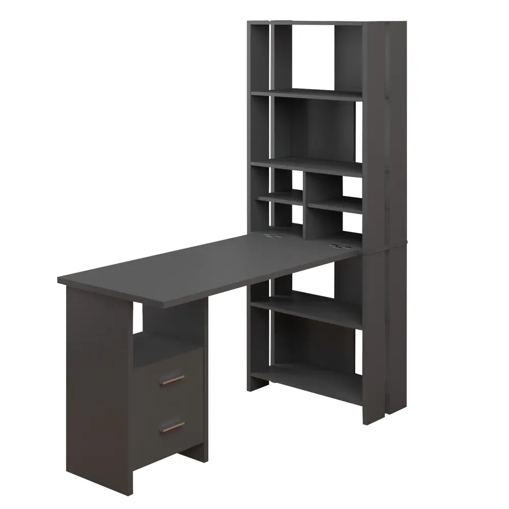 Фото 2 Стол-стеллаж Мэрдэс Стл-овх+С120Прям Г 70x178x152 см ЛДСП цвет графит Фото 2 Стол-стеллаж Мэрдэс Стл-овх+С120Прям Г 70x178x152 см ЛДСП цвет графит