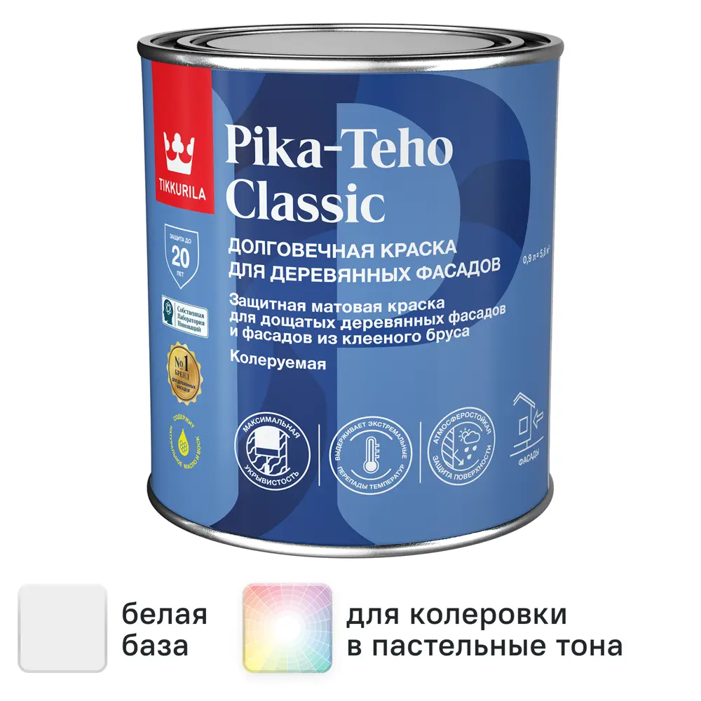 Фото Краска фасадная Tikkurila Pika-Teho Classic моющаяся матовая цвет белый база A 0.9 л Фото Краска фасадная Tikkurila Pika-Teho Classic моющаяся матовая цвет белый база A 0.9 л