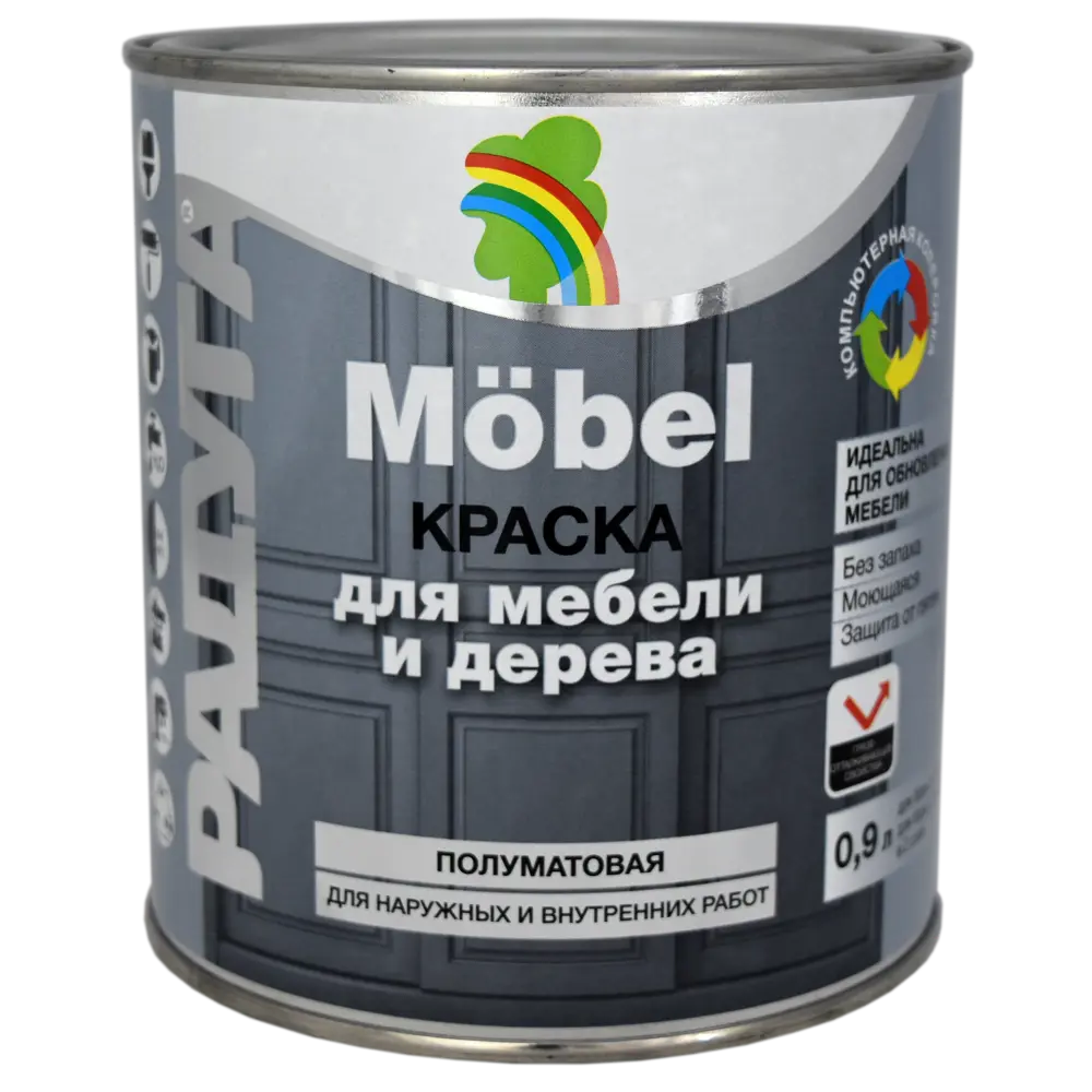 Фото 2 Краска для мебели Радуга полуматовая цвет белый 0.9 л