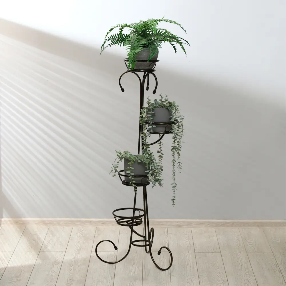 Фото 3 Подставка для цветов напольная Сима-ленд Маркиз 9433070 на 4 горшка 13x13 см металл бронзовый