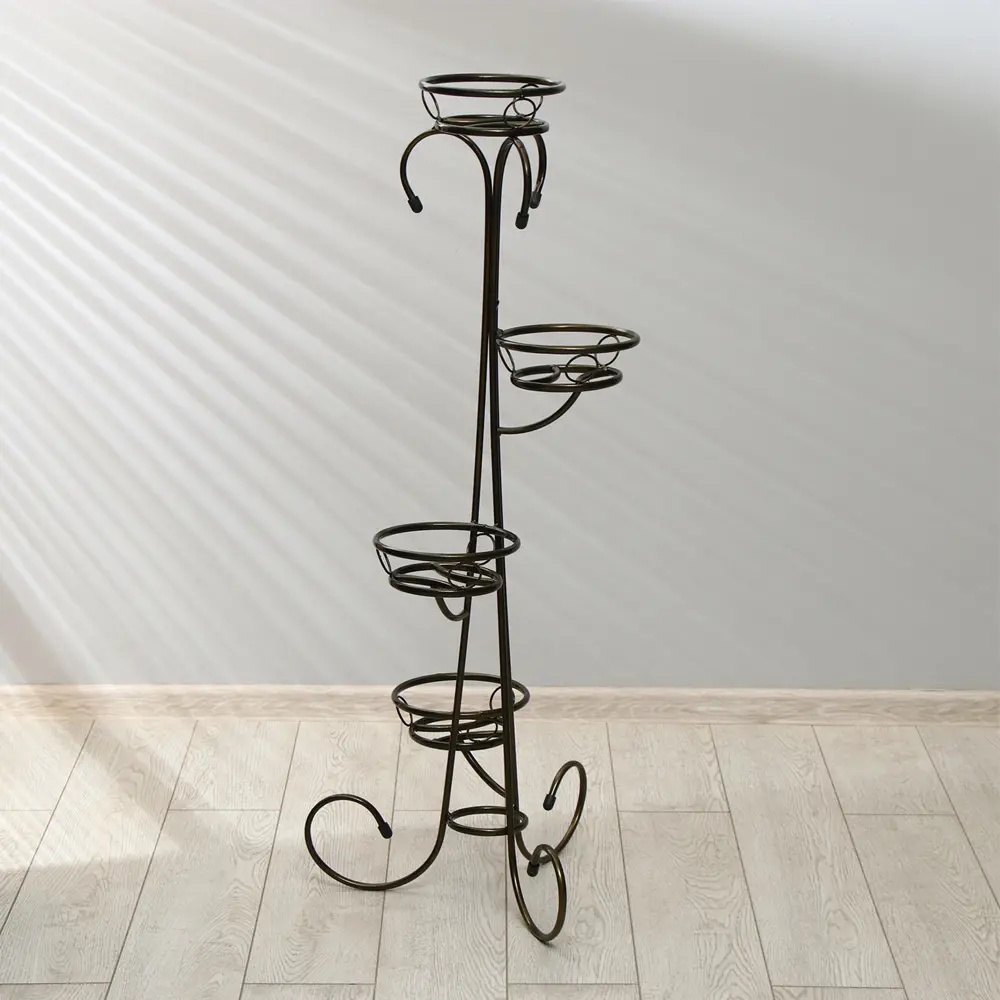 Фото Подставка для цветов напольная Сима-ленд Маркиз 9433070 на 4 горшка 13x13 см металл бронзовый