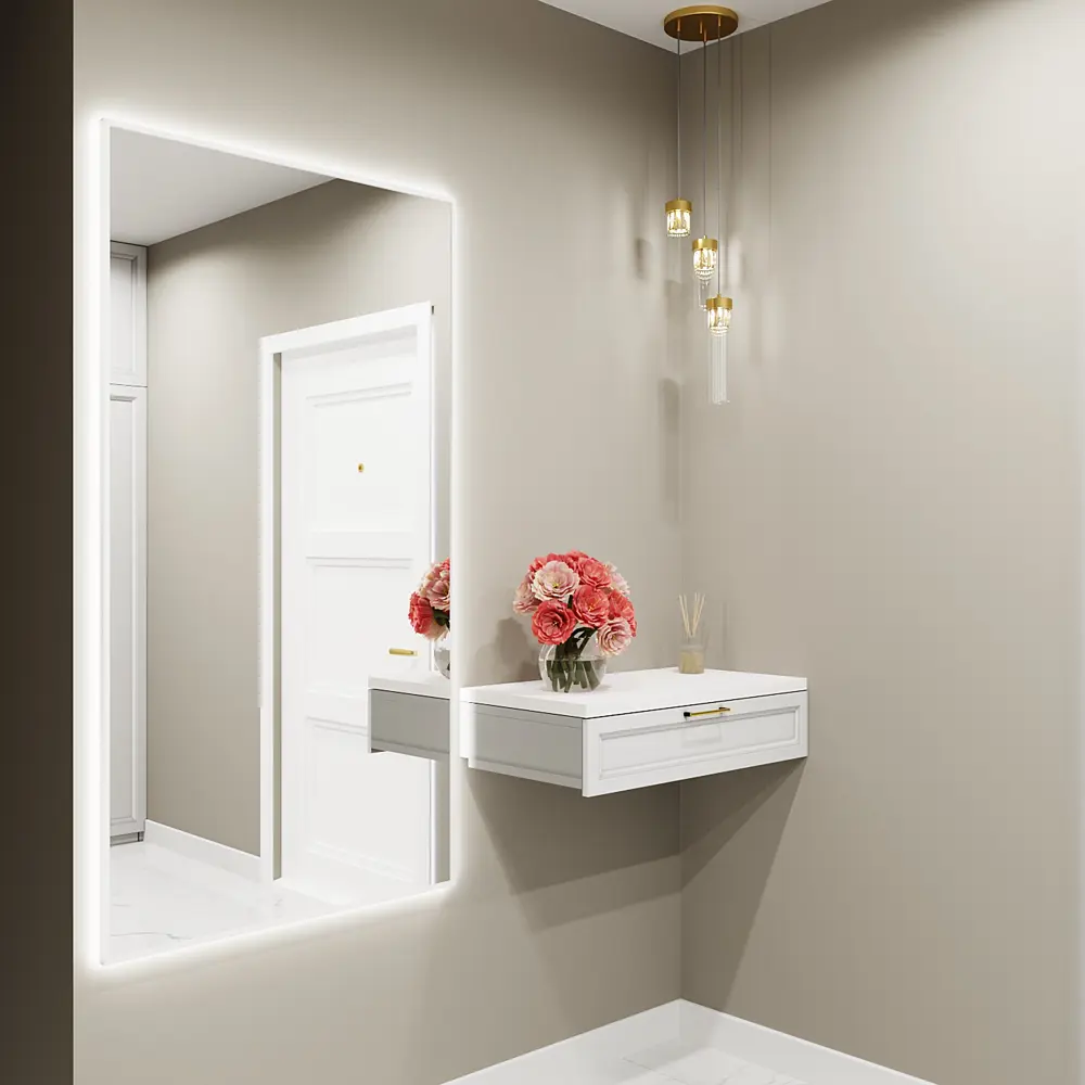 Фото 2 Зеркало с подсветкой One Mirror в алюминиевой раме настенное 180x90см свет холодный белый цвет белое Фото 2 Зеркало с подсветкой One Mirror в алюминиевой раме настенное 180x90см свет холодный белый цвет белое