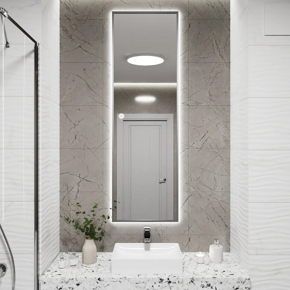 Фото Зеркало с подсветкой One Mirror настенное сенсорное ONE MIRROR 150x40см цвет серебро