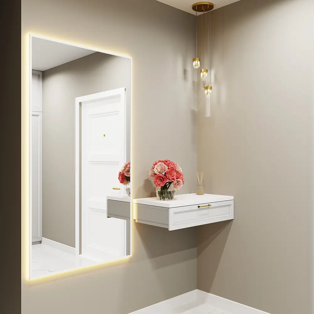 Фото 2 Зеркало с подсветкой One Mirror в алюминиевой раме настенное 170x80см свет теплый белый цвет белое