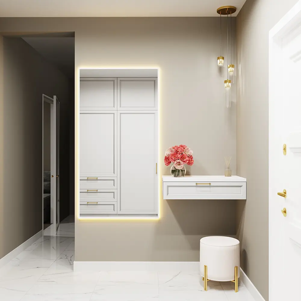 Фото 3 Зеркало с подсветкой One Mirror в алюминиевой раме настенное 170x80см свет теплый белый цвет белое