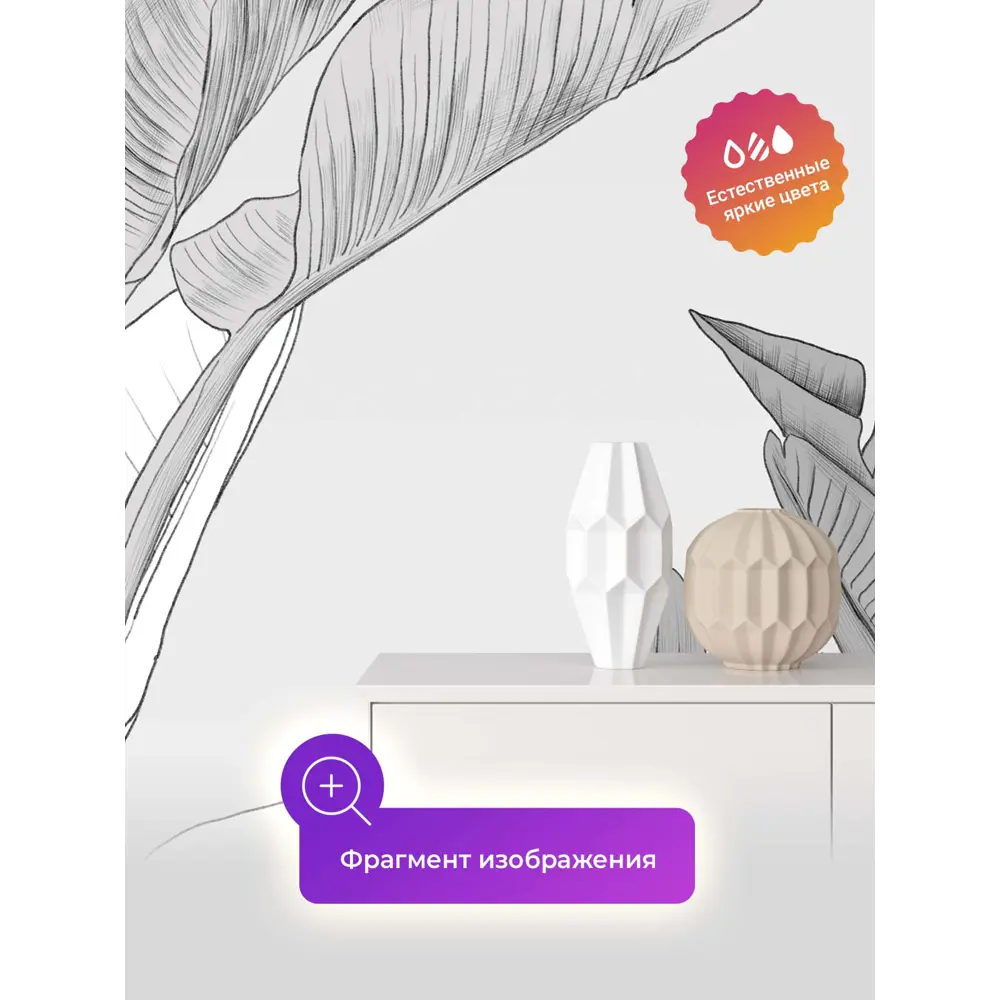 Фото 4 Фотообои флизелиновые Первое ателье Растительный банановый узор 300x190 см