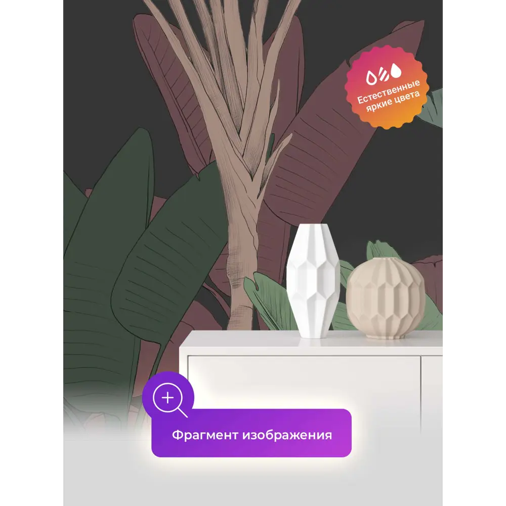 Фото 4 Фотообои флизелиновые Первое ателье Банановая растительность в узоре 300x190 см Фото 4 Фотообои флизелиновые Первое ателье Банановая растительность в узоре 300x190 см