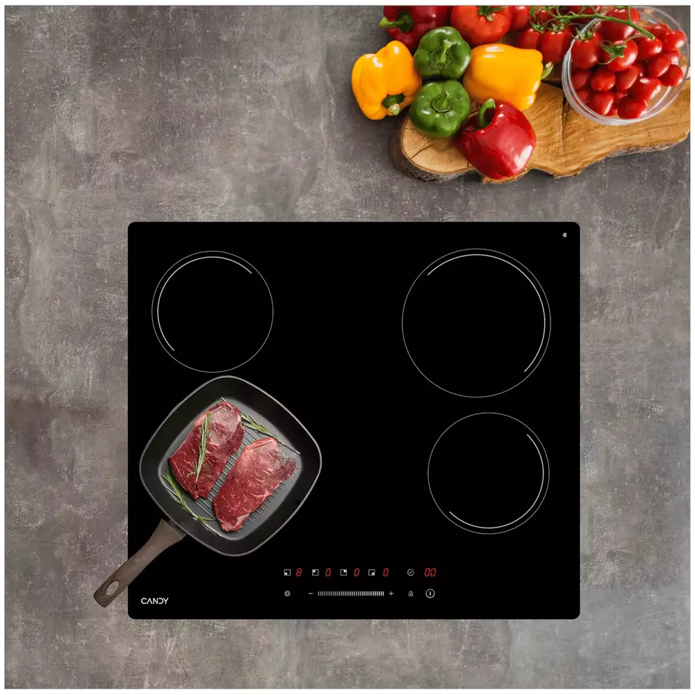Фото 8 Электрическая варочная панель Candy CHXC64TDB 58 см 4 конфорки цвет черный