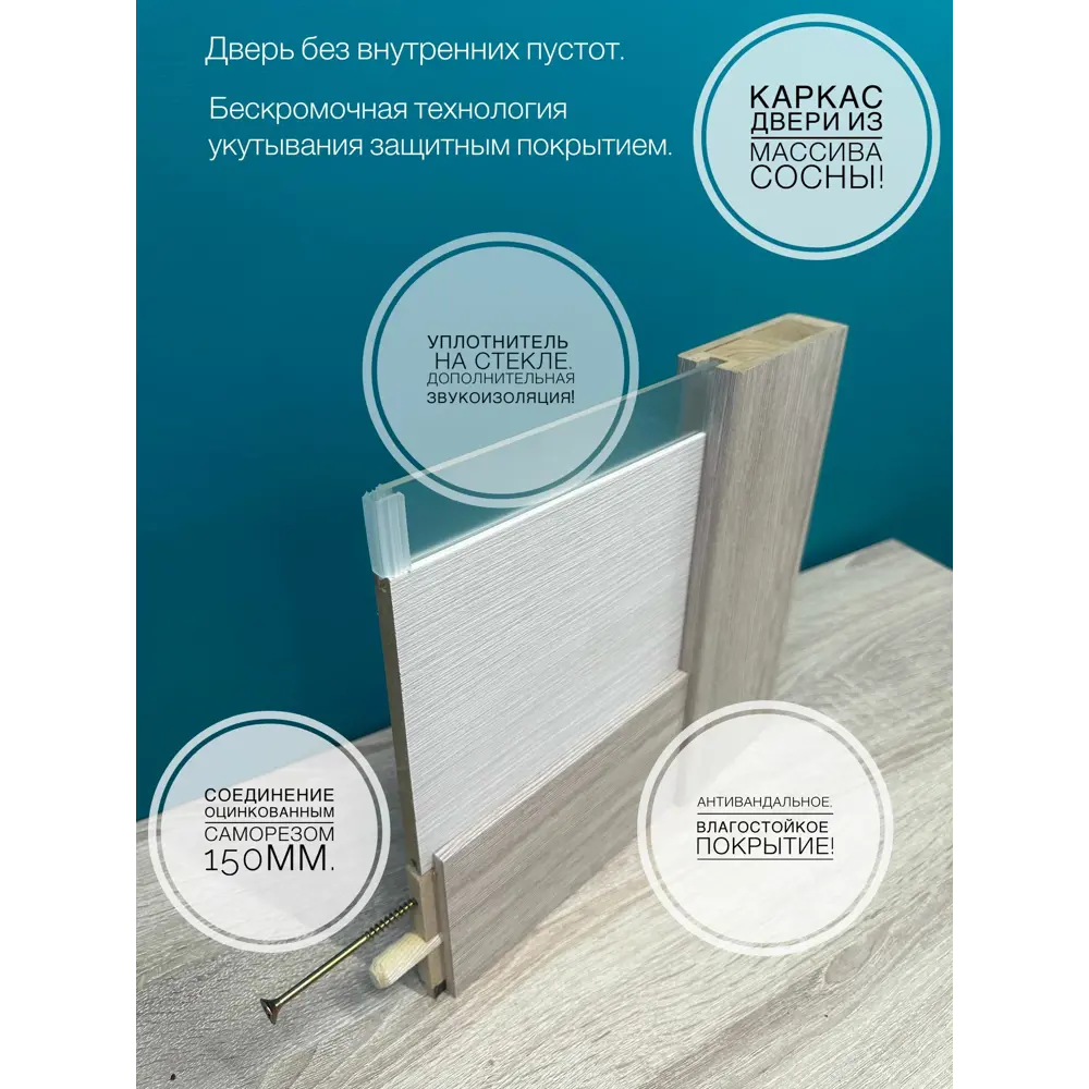 Фото 3 Комплект межкомнатной двери Wanmark D 1 глухая 200x60см ПВХ цвет белый бланко с коробом и наличниками Фото 3 Комплект межкомнатной двери Wanmark D 1 глухая 200x60см ПВХ цвет белый бланко с коробом и наличниками