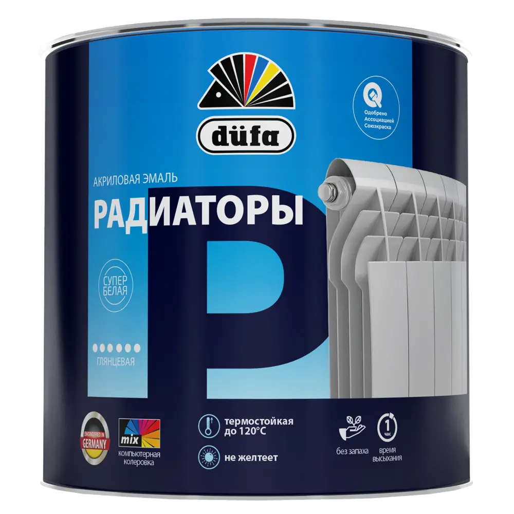Фото 2 Эмаль для радиаторов Dufa Aqua-Heizkorperlack глянцевая цвет белый 0.75 л