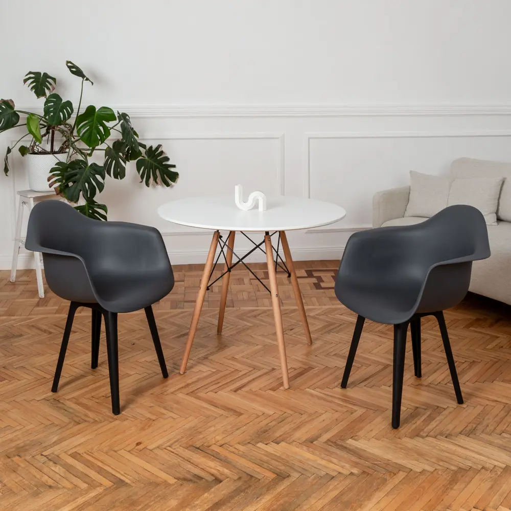 Фото 3 Комплект кухонных стульев 2 шт Derstuhl 330 plast 43x82x60 см полипропилен цвет темно-серый