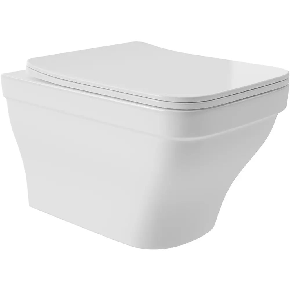 Фото 9 Инсталляция AM.PM I012709.0151 PrimeFit с клавишей слива PrimeFit L гл/хром и унитаз 52x37 Soft-Close глянцевый белый квадрат с выступом