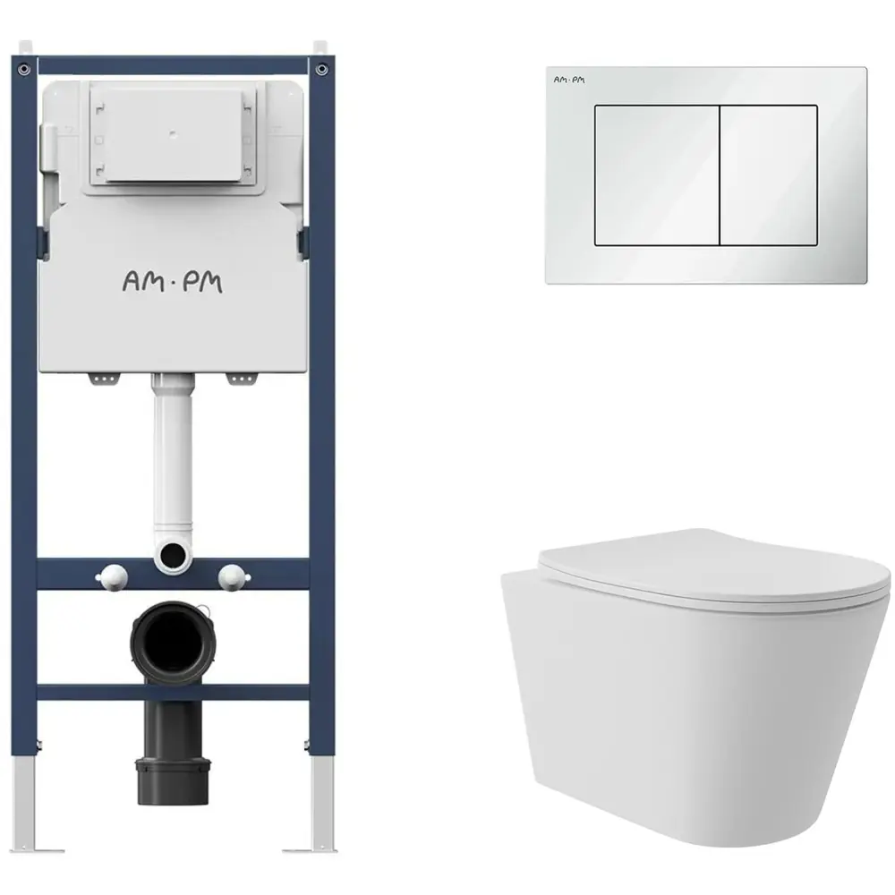 Фото 4 Инсталляция AM.PM I012709.0201 PrimeFit с клавишей слива PrimeFit S глянцевый белый унитаз Long 52x36.5 Vortex Soft-Close матовый белый конус Фото 4 Инсталляция AM.PM I012709.0201 PrimeFit с клавишей слива PrimeFit S глянцевый белый унитаз Long 52x36.5 Vortex Soft-Close матовый белый конус