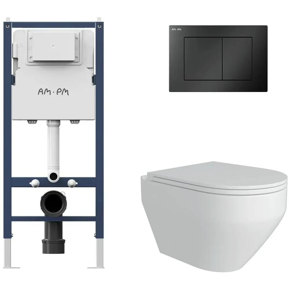 Фото 4 Инсталляция AM.PM I012709.0238 PrimeFit с клавишей слива PrimeFit S матовый черный Alentori FLUIRE 208 унитаз микролифт глянцевый белый Фото 4 Инсталляция AM.PM I012709.0238 PrimeFit с клавишей слива PrimeFit S матовый черный Alentori FLUIRE 208 унитаз микролифт глянцевый белый