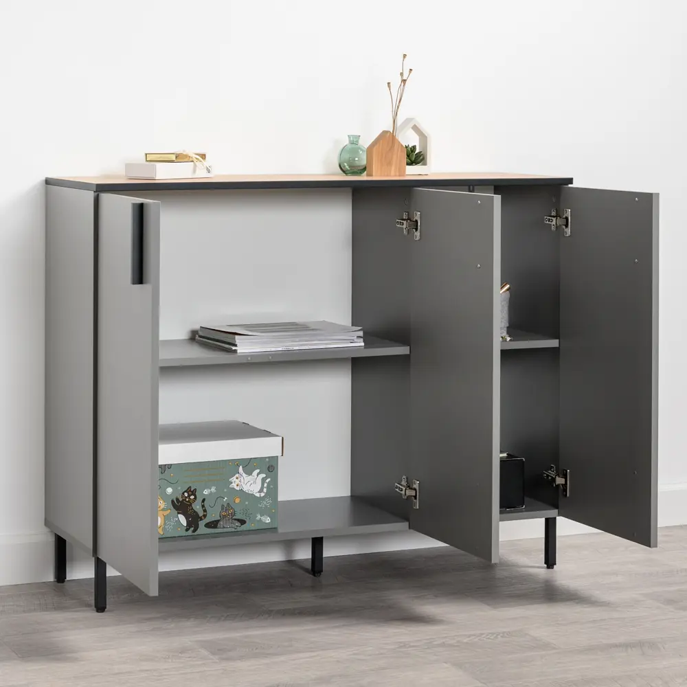 Фото 11 Комод Egregor Оливия 16.244.03 110.4х36х87.4 см ЛДСП цвет серый шифер/гикори рокфорд натуральный/черный Фото 11 Комод Egregor Оливия 16.244.03 110.4х36х87.4 см ЛДСП цвет серый шифер/гикори рокфорд натуральный/черный