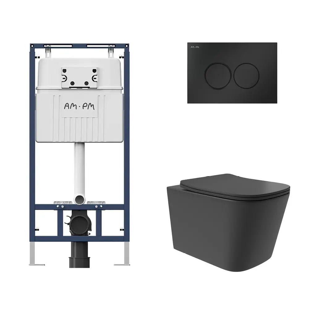 Фото 4 Комплект инсталляция с унитазом Am.pm I012710.0138QV0240 цвет черный Фото 4 Комплект инсталляция с унитазом Am.pm I012710.0138QV0240 цвет черный