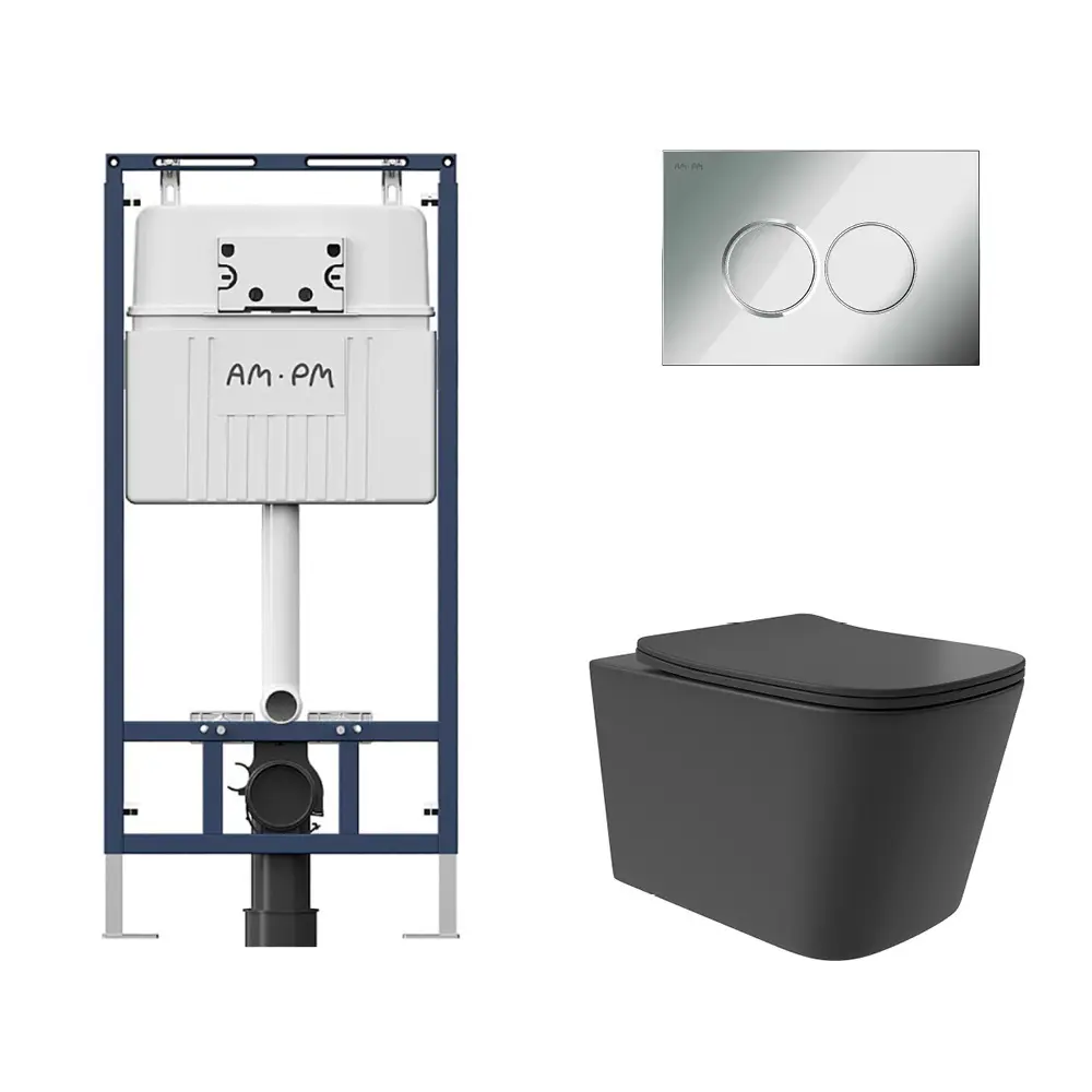Фото 4 Комплект инсталляция с унитазом Am.pm I012710.0151QV0240 цвет черный Фото 4 Комплект инсталляция с унитазом Am.pm I012710.0151QV0240 цвет черный