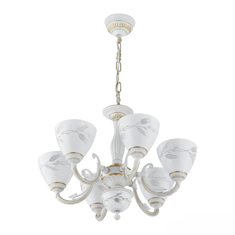 Фото Люстра подвесная Arte milano Am343659/6 wt+g 6 ламп 12 м² цвет белый Фото Люстра подвесная Arte milano Am343659/6 wt+g 6 ламп 12 м² цвет белый