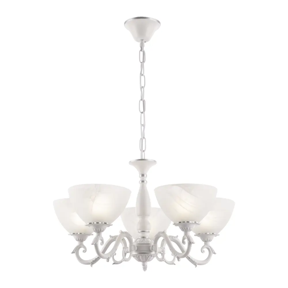 Фото Люстра подвесная Arte milano Am340518/5 wt+sl 5 ламп 10 м² цвет белый Фото Люстра подвесная Arte milano Am340518/5 wt+sl 5 ламп 10 м² цвет белый