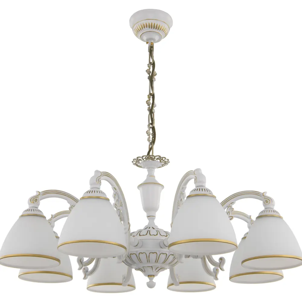 Фото Люстра подвесная Arte milano Am341837/8 wt+g 8 ламп 16 м² цвет белый Фото Люстра подвесная Arte milano Am341837/8 wt+g 8 ламп 16 м² цвет белый