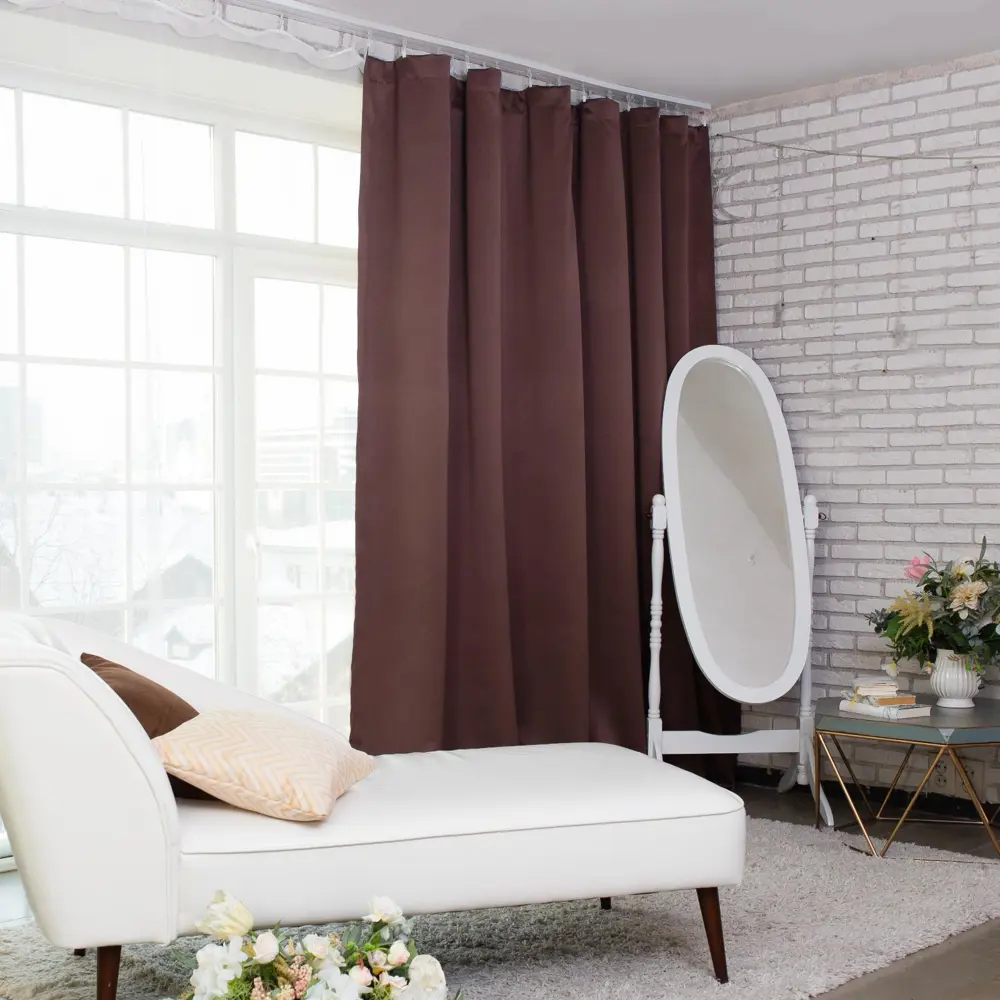 Фото 3 Штора на шторной ленте блэкаут 4300915 145x265 см цвет коричневый Фото 3 Штора на шторной ленте блэкаут 4300915 145x265 см цвет коричневый