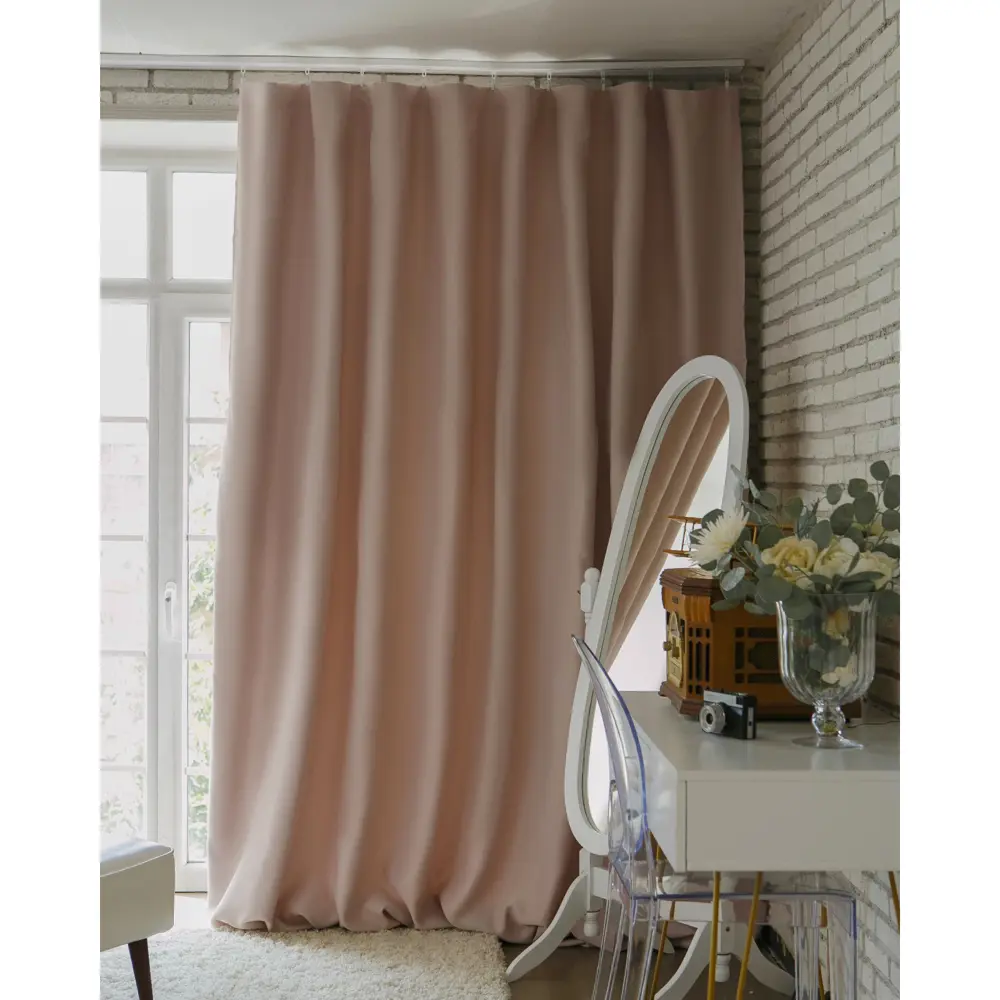 Фото 5 Штора Этель 4292712 на шторной ленте, 265x250 см, цвет розовый