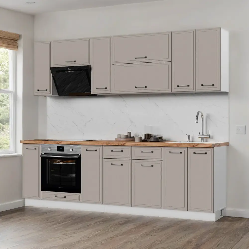 Фото 9 Кухонный гарнитур Стендмебель Индира УТ000587946 260x217x60 см ЛДСП цвет белый, дюна