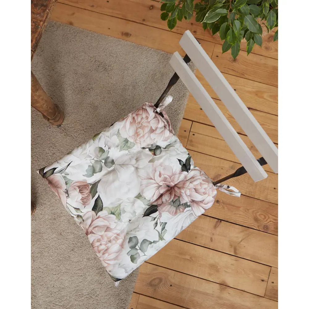 Фото 2 Подушка для стула Этель Пионы 42x42 см зеленый