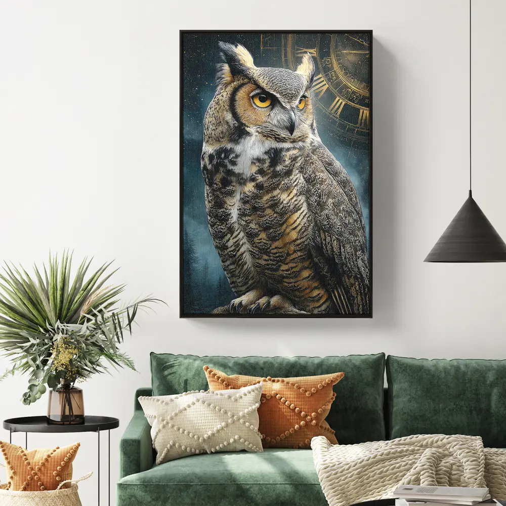 Фото 2 Картина в раме Postermarket Сова и часы 60х90 см Фото 2 Картина в раме Postermarket Сова и часы 60х90 см