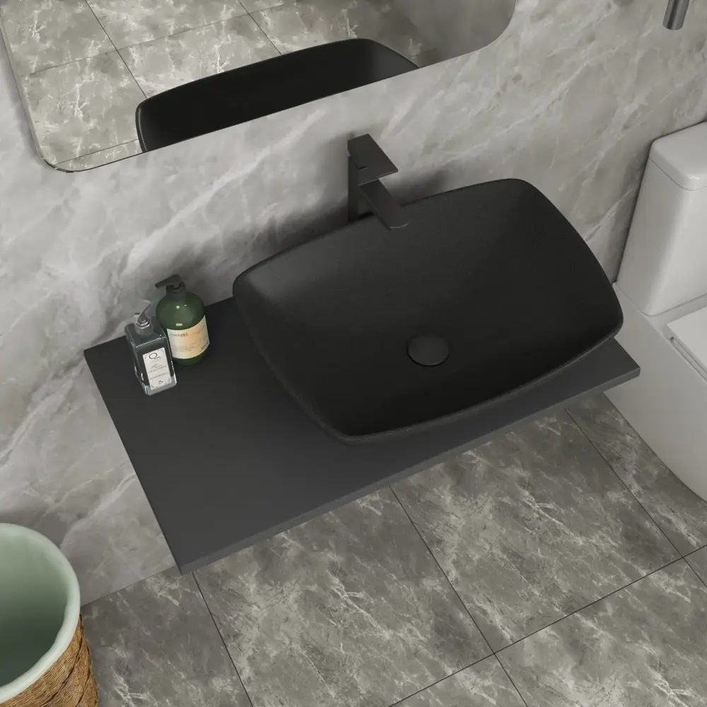 Фото Раковина накладная Bauedge spectrum BF1495 55.9см цвет темно-серый