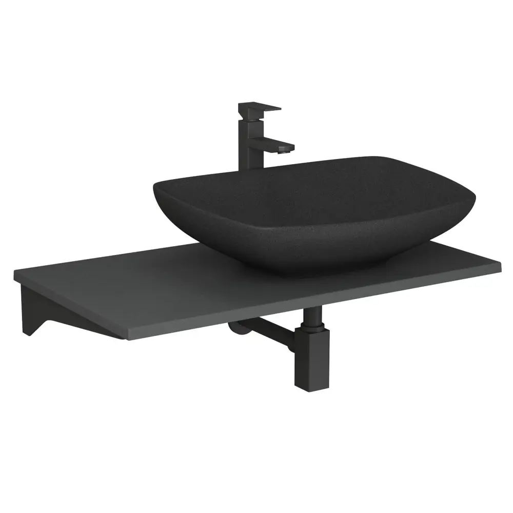 Фото 3 Раковина накладная Bauedge spectrum BF1495 55.9см цвет темно-серый