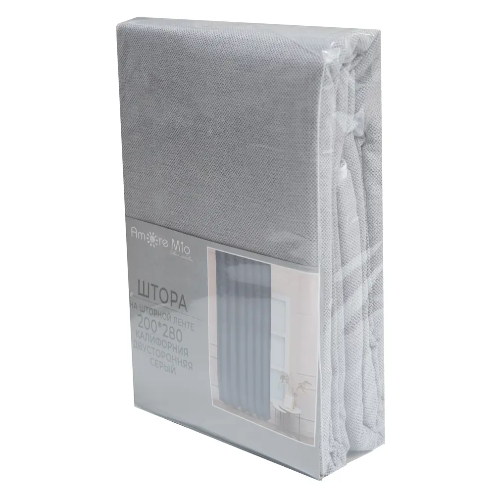Фото 8 Штора на ленте со скрытыми петлями Калифорния 200x280 см цвет серый Фото 8 Штора на ленте со скрытыми петлями Калифорния 200x280 см цвет серый