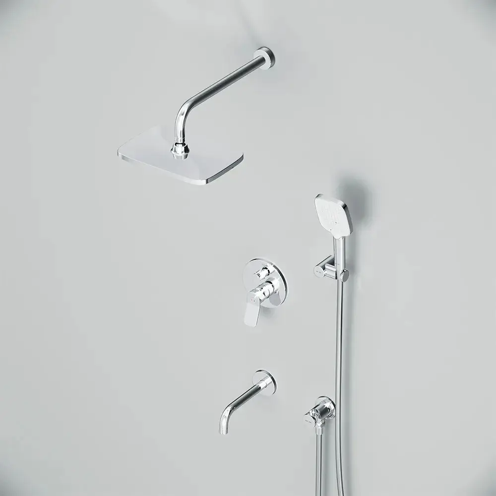 Фото 10 Душевая система встроенный Am.pm X-Joy FB85A3RH40 с тропическим душем с термостатом с изливом цвет хром