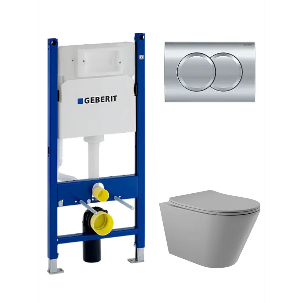 Фото 4 Комплект Инсталляция Geberit Duofix с клавишей Delta01 хром 458.149.21.1 унитаз ADT подвесной сиденье серый матовый форма конус Фото 4 Комплект Инсталляция Geberit Duofix с клавишей Delta01 хром 458.149.21.1 унитаз ADT подвесной сиденье серый матовый форма конус