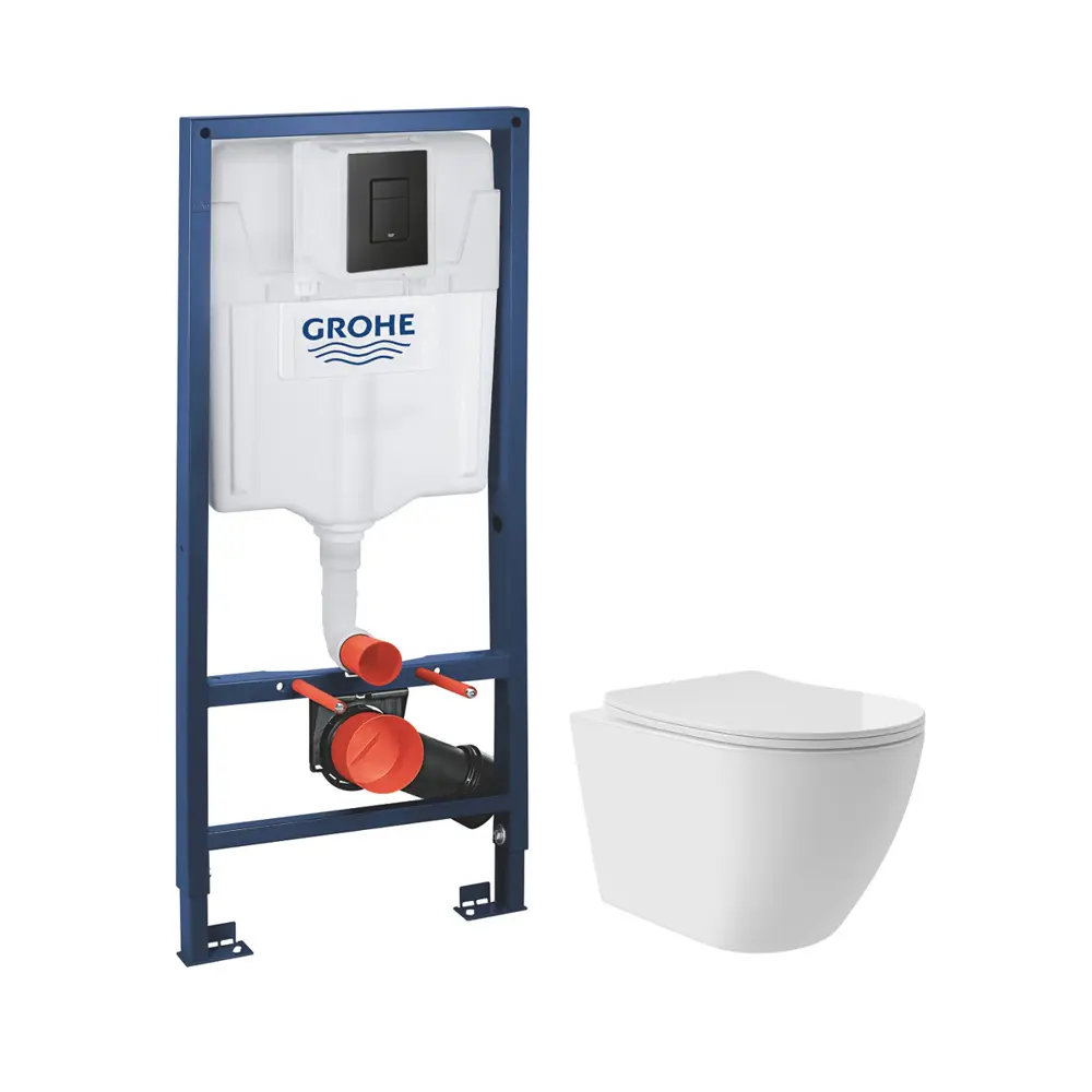Фото 4 Инсталляция GROHE Solido 3 в 1 с клавишей смыва Even фантомный черный (38811KF0) и унитаз Long 520*365 Vortex Soft-Close белый глянцевый овал Фото 4 Инсталляция GROHE Solido 3 в 1 с клавишей смыва Even фантомный черный (38811KF0) и унитаз Long 520*365 Vortex Soft-Close белый глянцевый овал