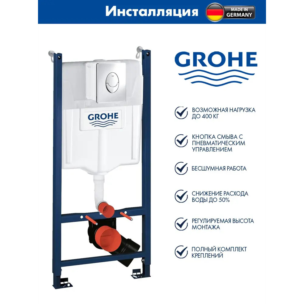 Фото 2 Инсталляция GROHE Rapid SL с клавишей 3 режима с клавишей матовый хром и унитаз подвесной ADT Long 52x36.5 Vortex белый матовый конус Фото 2 Инсталляция GROHE Rapid SL с клавишей 3 режима с клавишей матовый хром и унитаз подвесной ADT Long 52x36.5 Vortex белый матовый конус