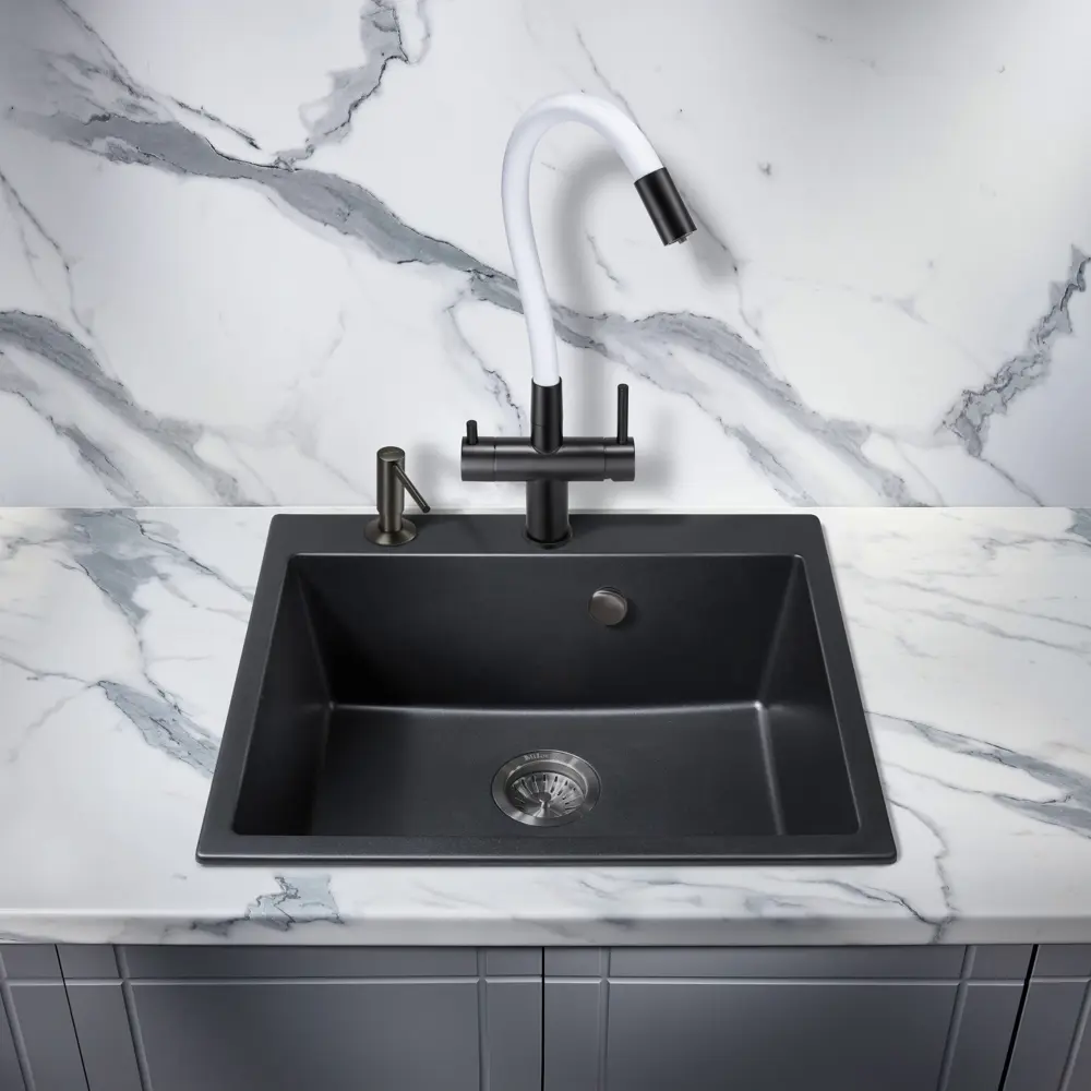 Фото 7 Смеситель для кухни Milacio 7770_MCU.560.TBW_7770 поворотный излив 18.9 см цвет черный матовый