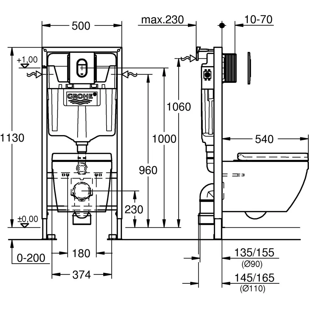 Фото 6 Инсталляция GROHE Solido 5 в 1 QuickFix с клавишей смыва Arena Cosmopolitan (39702000) и унитаз 525*360 Soft-Close белый матовый конус Фото 6 Инсталляция GROHE Solido 5 в 1 QuickFix с клавишей смыва Arena Cosmopolitan (39702000) и унитаз 525*360 Soft-Close белый матовый конус