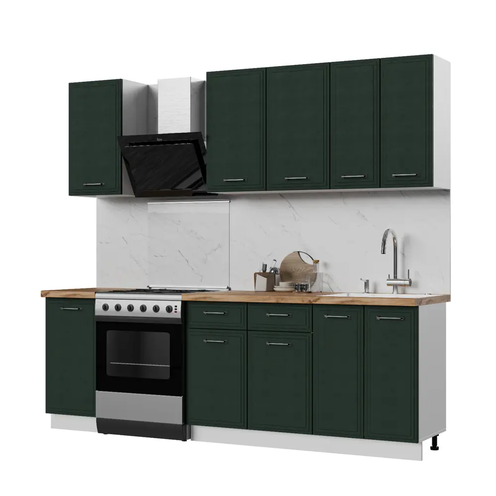 Фото Кухонный гарнитур Стендмебель Индира УТ000587851 180x217x47.8 см ЛДСП цвет белый, сланец