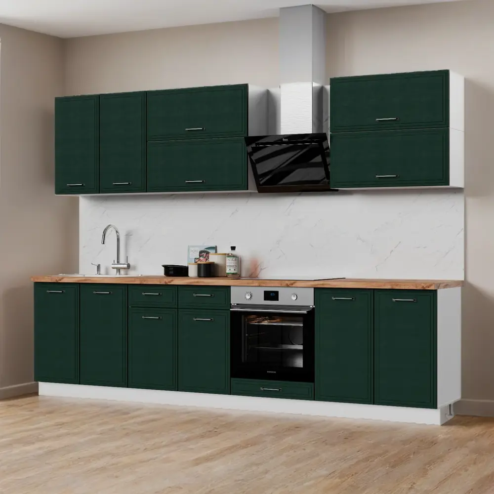 Фото 8 Кухонный гарнитур Стендмебель Индира УТ000587856 300x217x47.8 см ЛДСП цвет белый, сланец