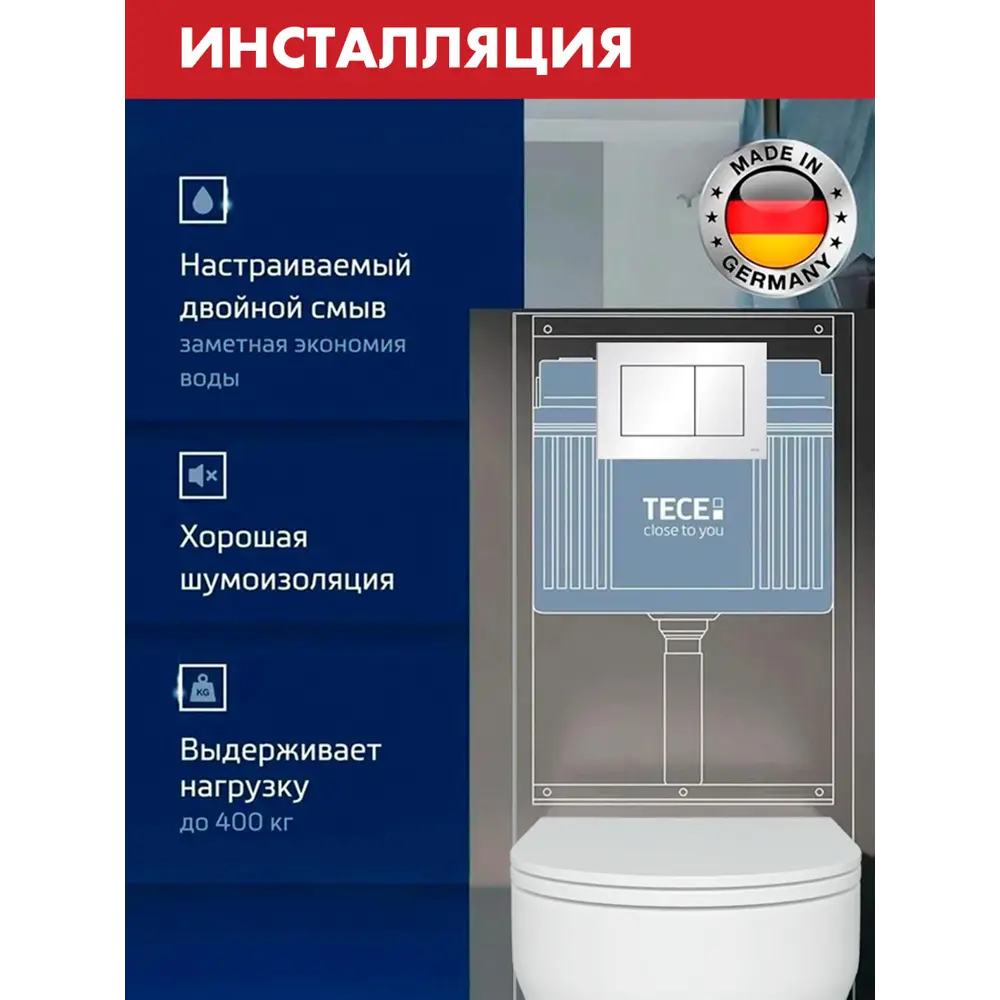 Фото 3 Комплект инсталляция с унитазом Tece 9400413C0120 цвет белый Фото 3 Комплект инсталляция с унитазом Tece 9400413C0120 цвет белый