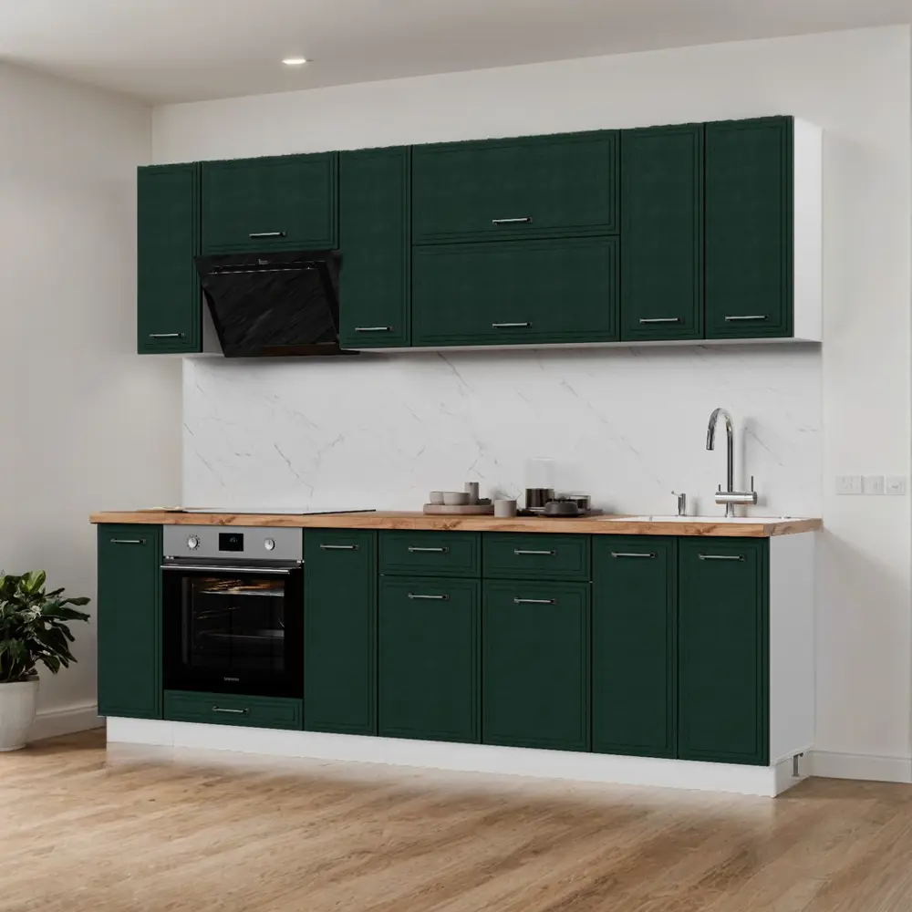 Фото 9 Кухонный гарнитур Стендмебель Индира УТ000587955 260x217x60 см ЛДСП цвет белый, сланец