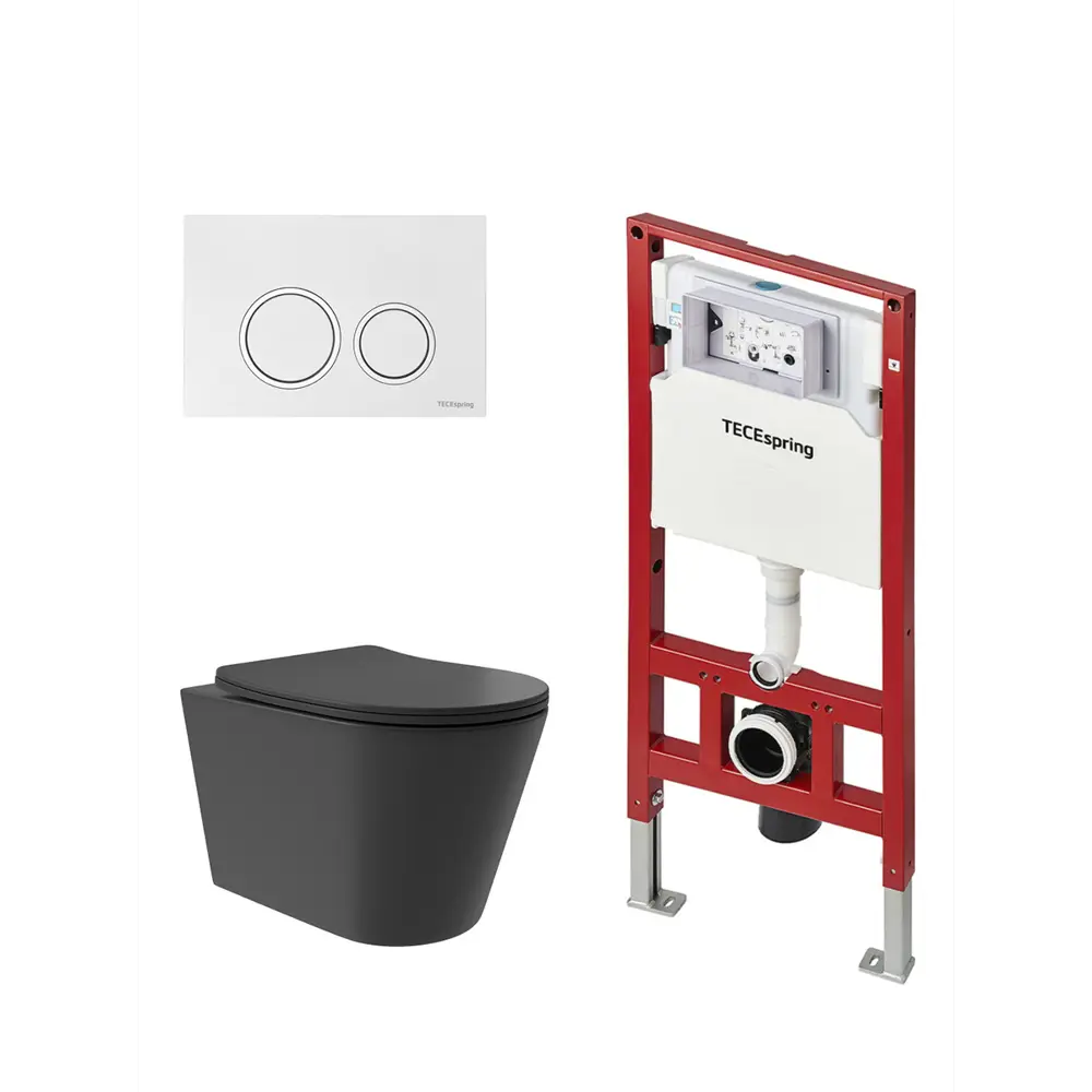 Фото 4 Инсталляция TECE spring с круглыми клавишами белый глянцевый унитаз подвесной безободковый ADT Long 52x36.5 Vortex черный матовый конус Фото 4 Инсталляция TECE spring с круглыми клавишами белый глянцевый унитаз подвесной безободковый ADT Long 52x36.5 Vortex черный матовый конус