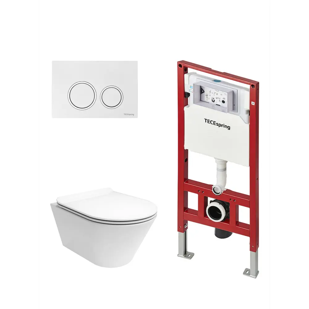 Фото 4 Комплект инсталляции Tecespring с клавишей с круглыми кнопками белый глянц и унитаз подвесной Kerama Marazzi Plaza Modern Торнадо белый глянц Фото 4 Комплект инсталляции Tecespring с клавишей с круглыми кнопками белый глянц и унитаз подвесной Kerama Marazzi Plaza Modern Торнадо белый глянц